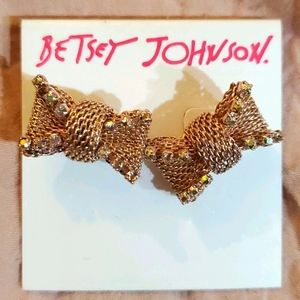 New Rose Gold Betsy Johnson Bow Earrings